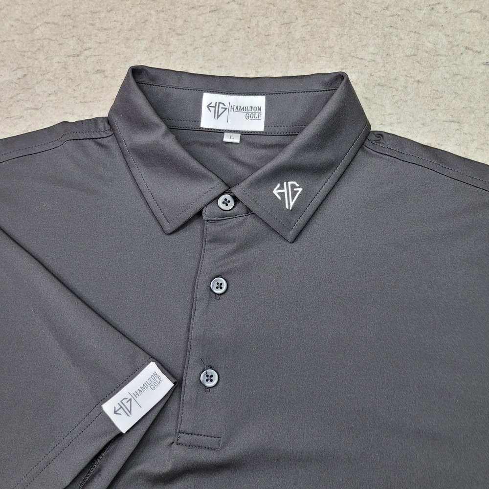 Hamilton Golf Polo Shirt‎ Mens L Black Short Sleeve Performance